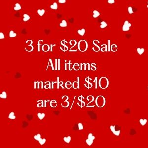 3 for $20 Sale Announcement